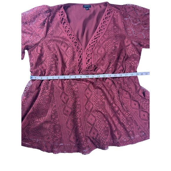 Torrid Lace Kimono Top Women's Size 1X Burgundy Short Sleeve Boho Style - Picture 5 of 8